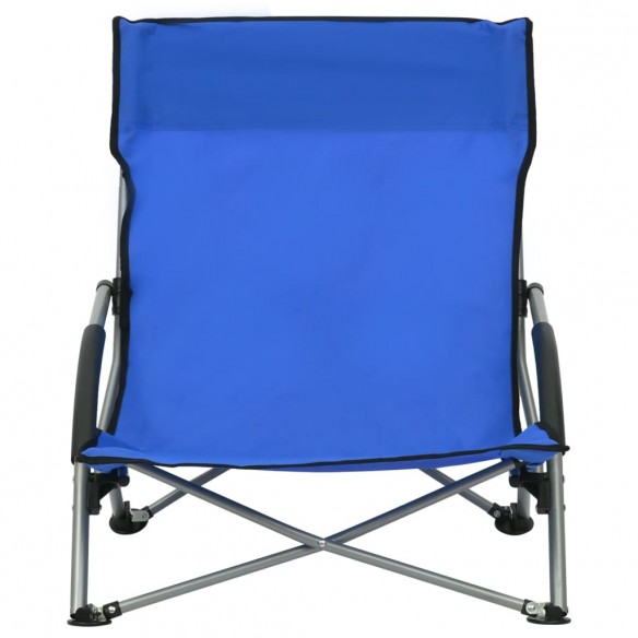 Chaises de plage pliables 2 pcs Bleu Tissu