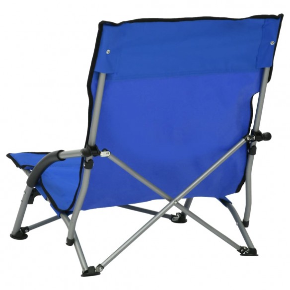 Chaises de plage pliables 2 pcs Bleu Tissu