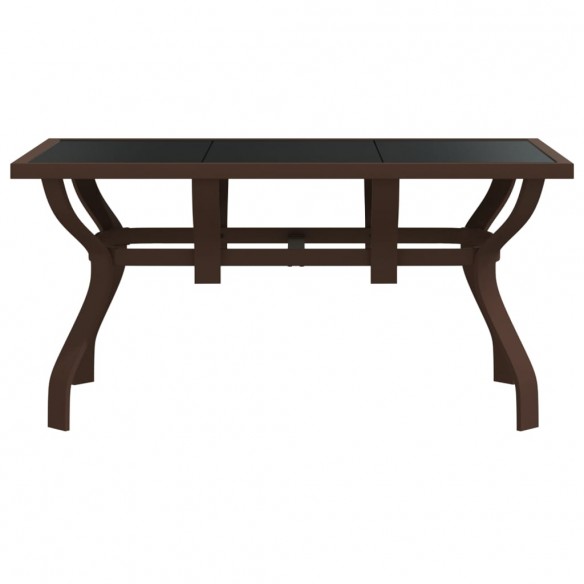 Table de jardin Marron et noir 140x70x70 cm Acier et verre