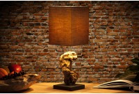 Lampe de 15cm en bois flotté et lin marron