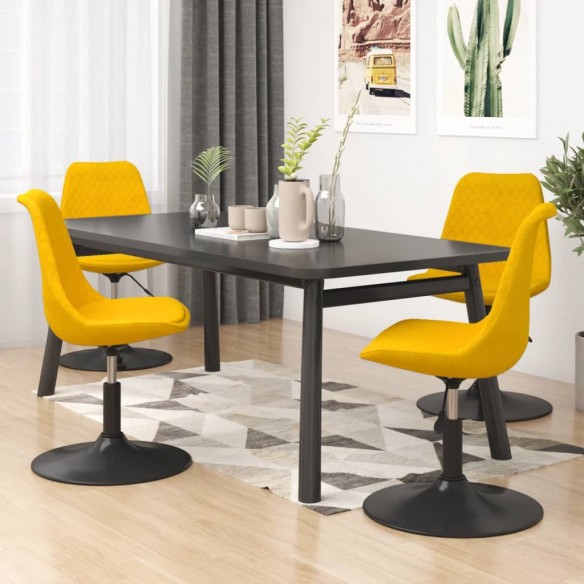 Chaises à dîner pivotantes 4 pcs Jaune Velours