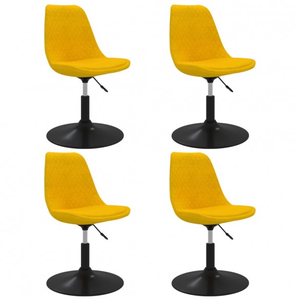 Chaises à dîner pivotantes 4 pcs Jaune Velours