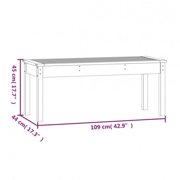 Banc de jardin gris 109x44x45 cm bois massif de pin