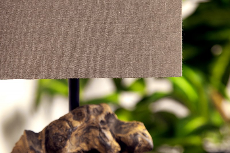 Lampe de 15cm en bois flotté et lin marron