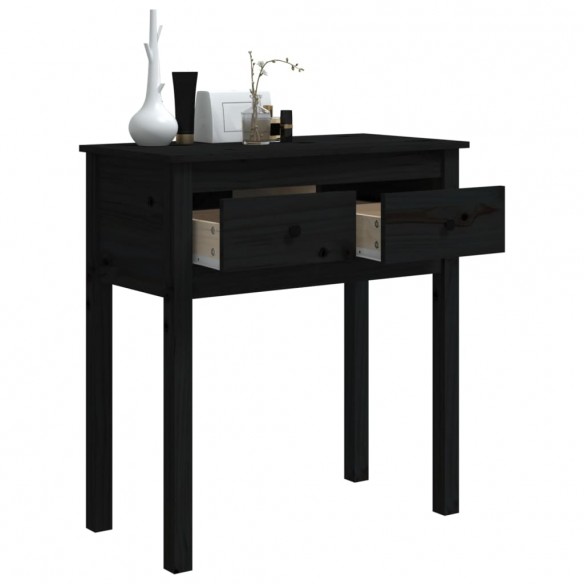 Table console Noir 70x35x75 cm Bois massif de pin
