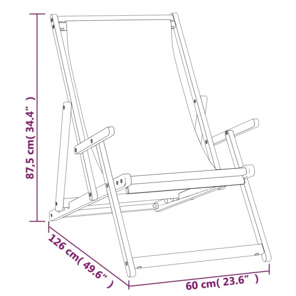 Chaise de plage pliable Bois de teck solide Bleu