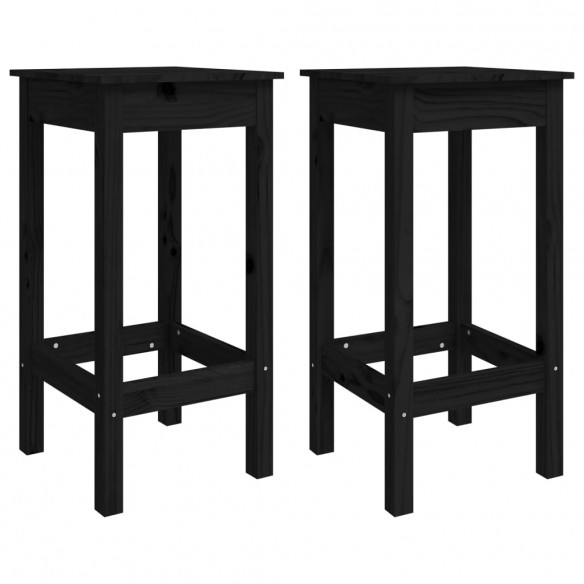 Chaises de bar lot de 2 noir 40x40x78 cm bois de pin solide