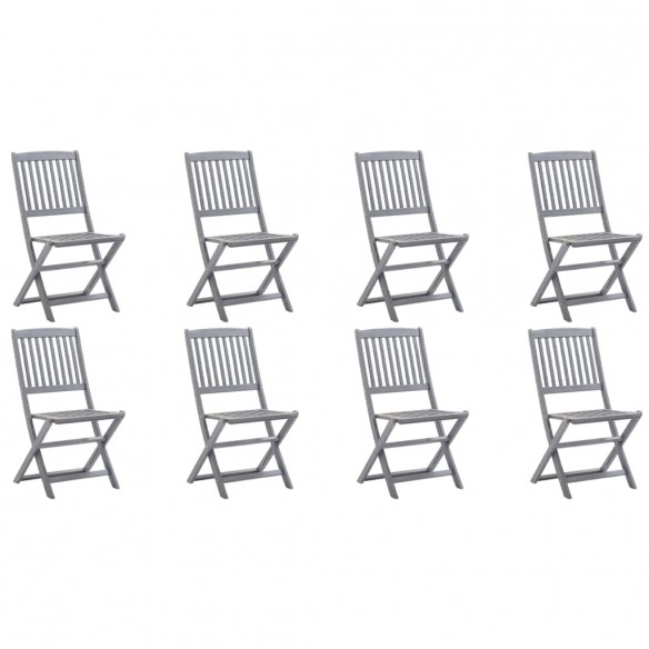 Chaises pliables d'extérieur 8 pcs avec coussins Bois d'acacia