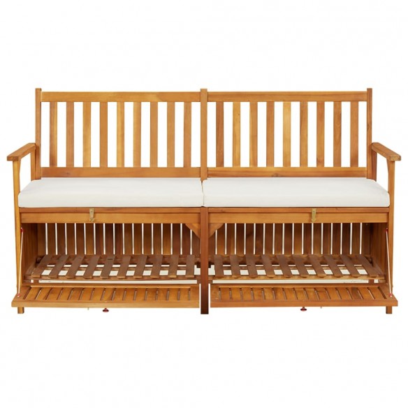 Banc de rangement avec coussin 148 cm Bois d'acacia solide