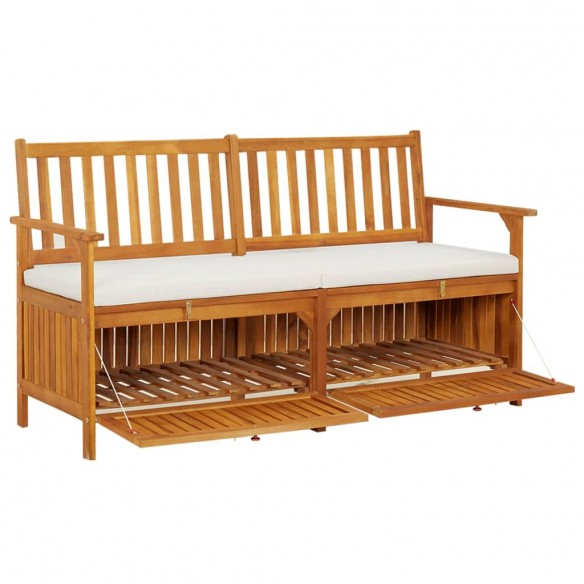 Banc de rangement avec coussin 148 cm Bois d'acacia solide