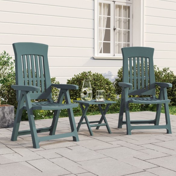 Chaises inclinables de jardin 2 pcs vert PP