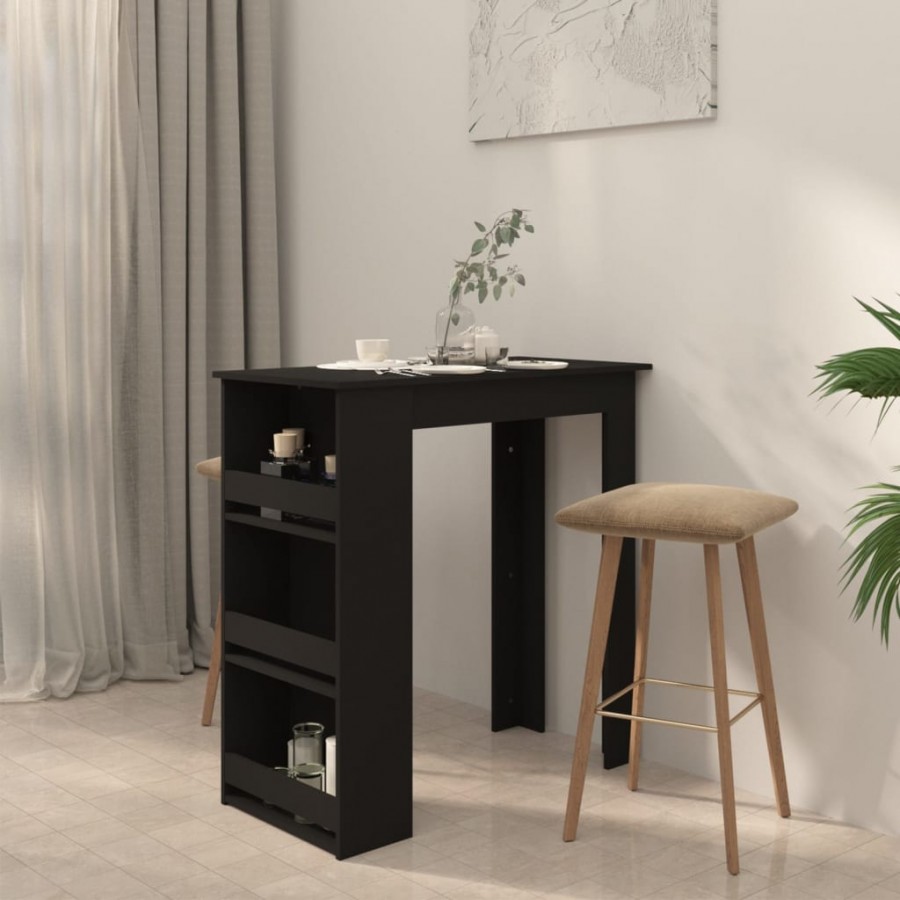 Table de bar avec rangement Noir 102x50x103,5 cm Aggloméré Table de bar avec rangement Noir 102x50x103,5 cm Aggloméré