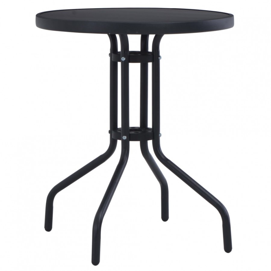 Table de jardin Noir 80 cm Acier et verre