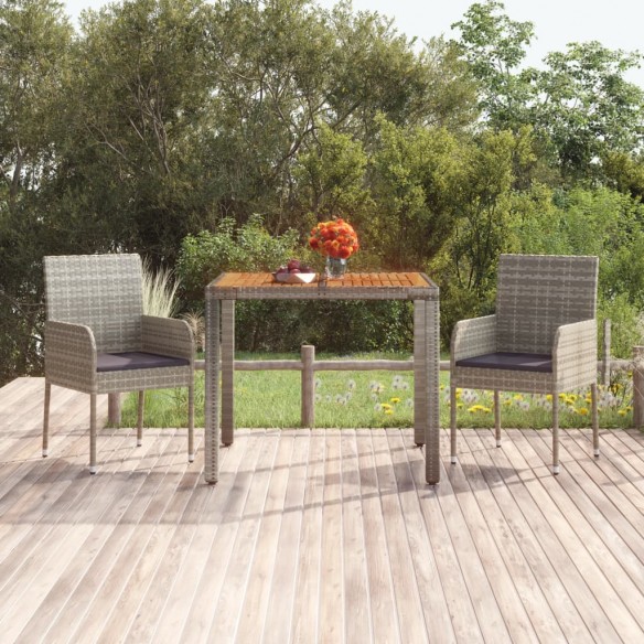 Table de jardin dessus en bois Gris 90x90x75 cm Résine tressée