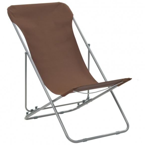 Chaises de plage pliables 2 pcs Acier et tissu oxford Marron