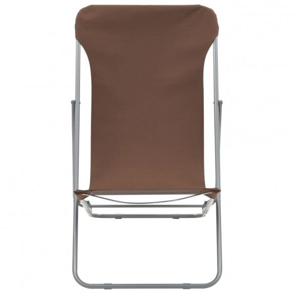 Chaises de plage pliables 2 pcs Acier et tissu oxford Marron