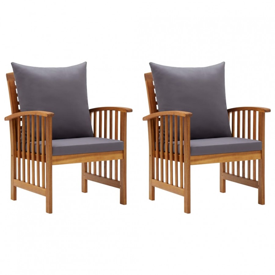 Chaises de jardin avec coussins 2 pcs Bois d'acacia massif