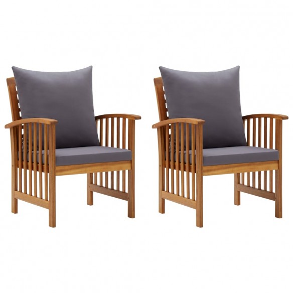 Chaises de jardin avec coussins 2 pcs Bois d'acacia massif