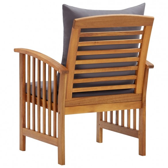 Chaises de jardin avec coussins 2 pcs Bois d'acacia massif