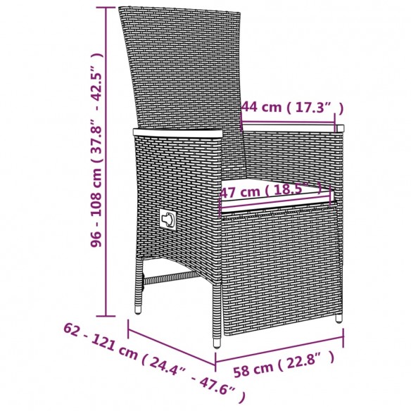 Ensemble à manger de jardin 9 pcs avec coussins Gris