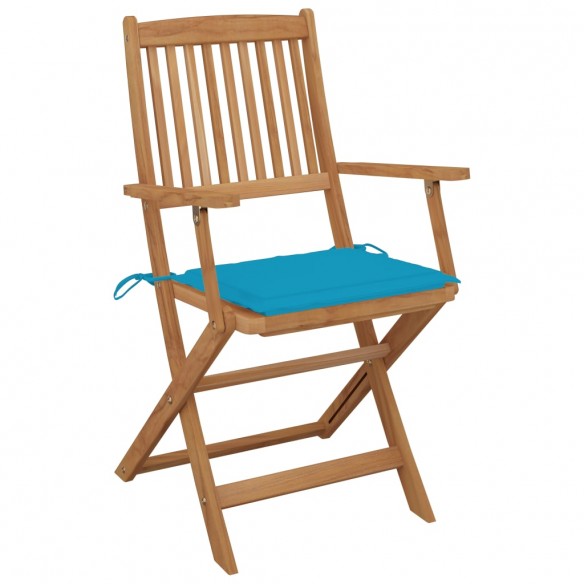 Chaises pliables de jardin 6 pcs avec coussins Bois d'acacia