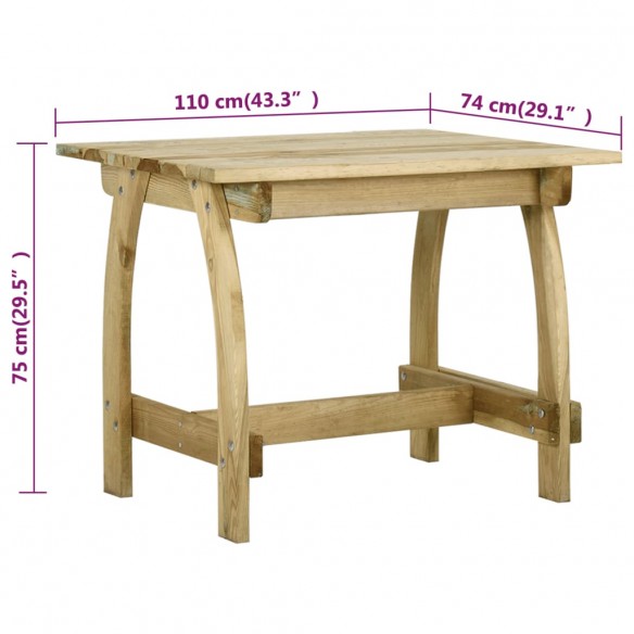 Table de jardin 110x74x75 cm Bois de pin imprégné