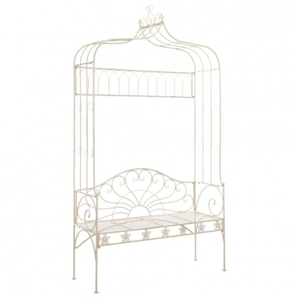 Banc de jardin 122 cm Fer Blanc antique