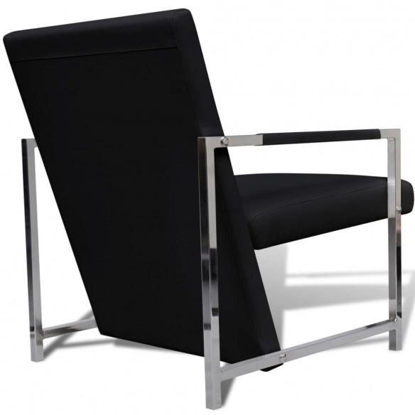 Fauteuils lot de 2 avec cadre chromé noir similicuir