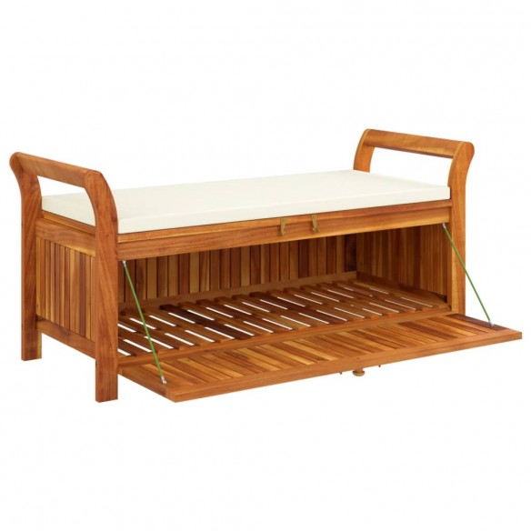 Banc de rangement de jardin avec coussin 126 cm Bois d'acacia