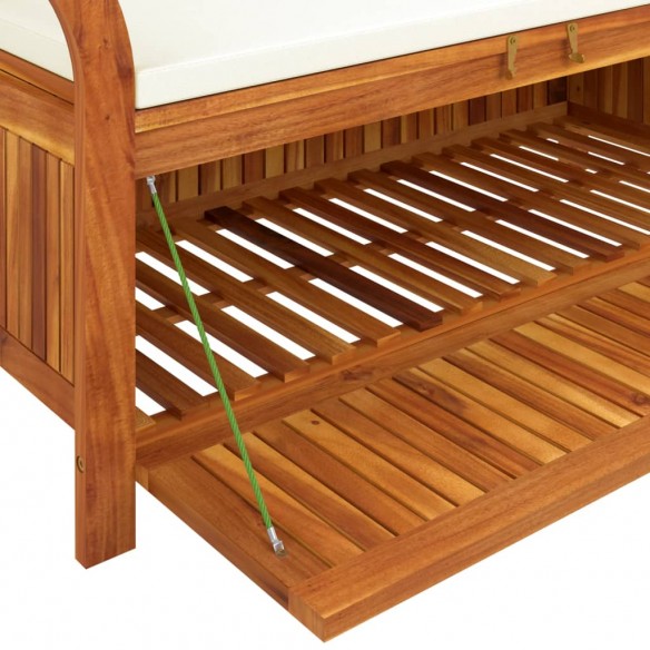 Banc de rangement de jardin avec coussin 126 cm Bois d'acacia