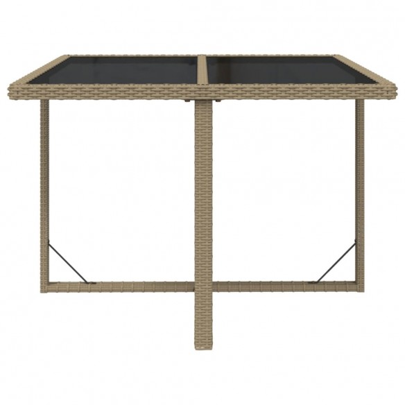 Table de jardin Beige 109x107x74 cm Résine tressée et verre