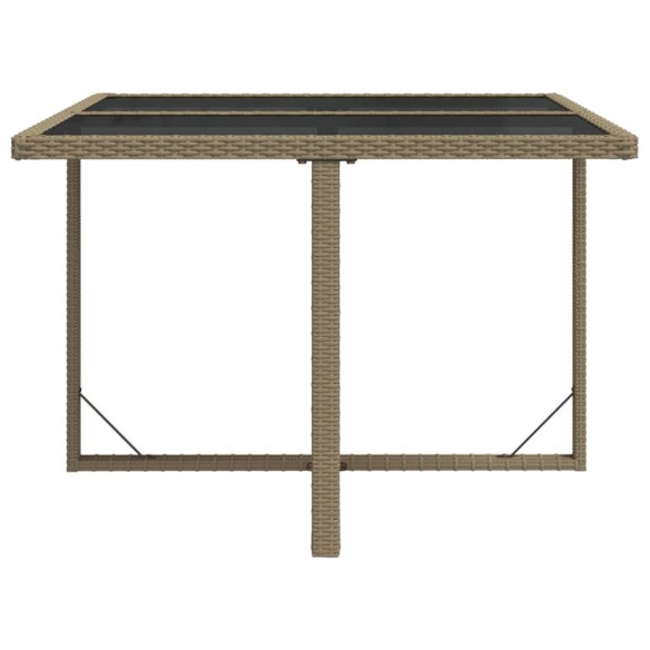 Table de jardin Beige 109x107x74 cm Résine tressée et verre