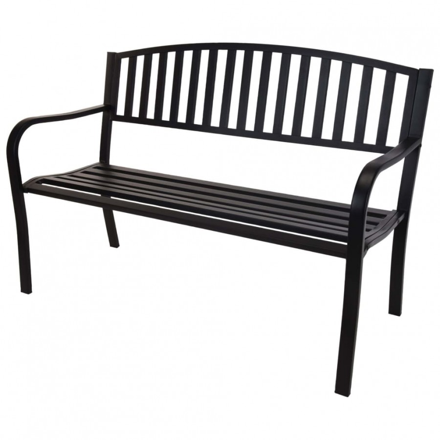 ProGarden Banc de jardin Métal 127x50x85 cm Noir