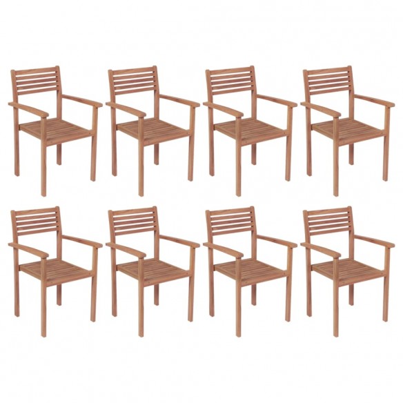 Chaises de jardin empilables 8 pcs Bois de teck solide