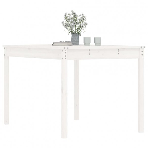 Table de jardin blanc 121x82,5x76 cm bois massif de pin