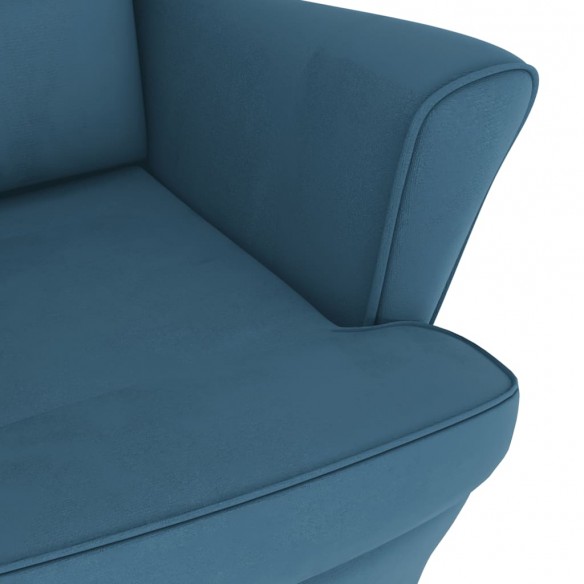 Fauteuil à bascule et pieds en bois massif d'hévéa Bleu Velours