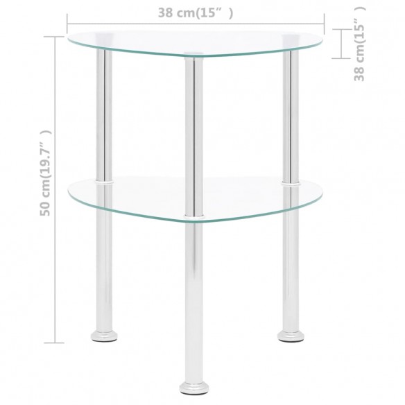 Table d'appoint 2 niveaux Transparent 38x38x50 cm Verre trempé