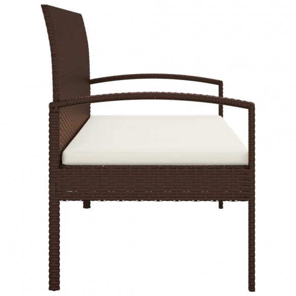 Banc de jardin avec coussin marron 105 cm résine tressée