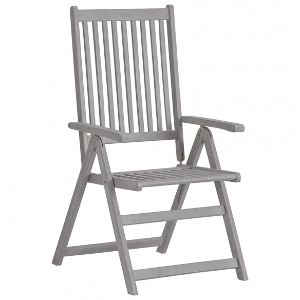 Chaises inclinables de jardin 3 pcs Gris Bois solide d'acacia