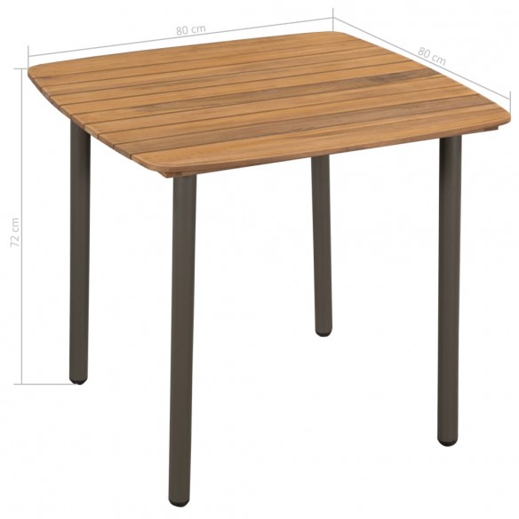 Table de jardin 80 x 80 x 72 cm Bois d'acacia solide et acier