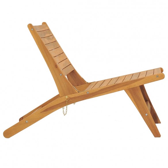 Chaise de jardin avec repose-pied Bois de teck solide