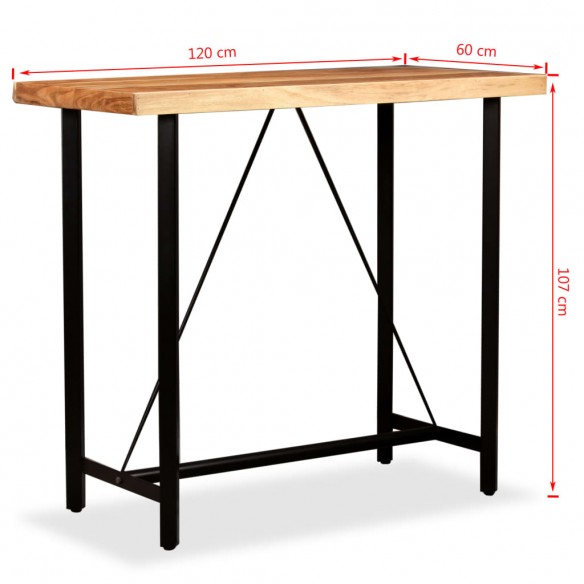 Table de bar Bois massif d'acacia 120x60x107 cm