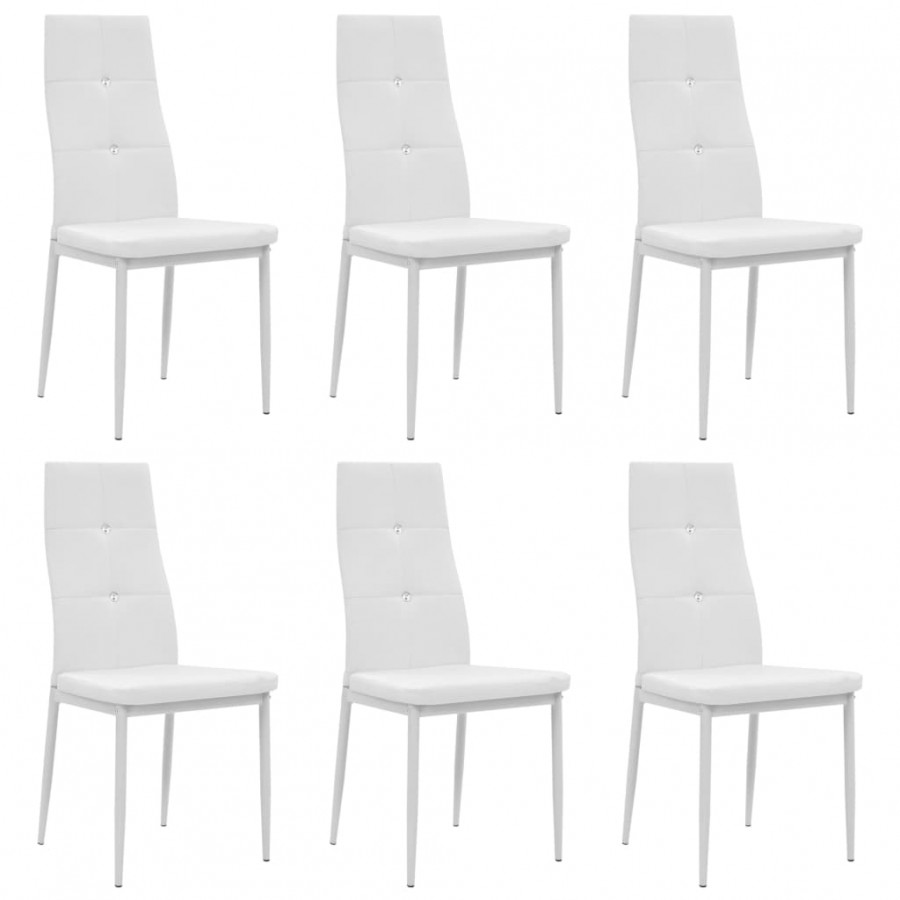 Chaises à manger lot de 6 blanc similicuir