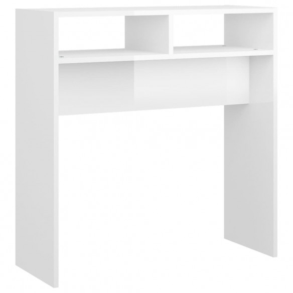 Table console Blanc brillant 78x30x80 cm Aggloméré