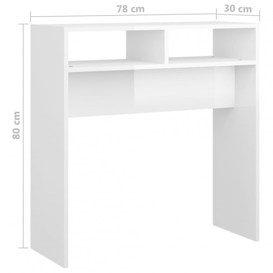 Table console Blanc brillant 78x30x80 cm Aggloméré