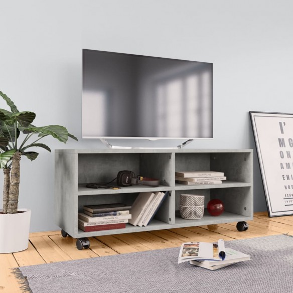 Meuble TV avec roulettes Gris cement 90 x 35 x 35 cm Aggloméré