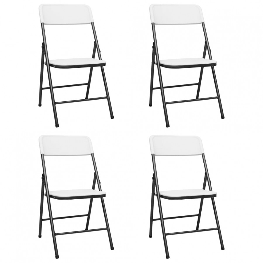 Chaises de jardin pliables 4 pcs PEHD Blanc