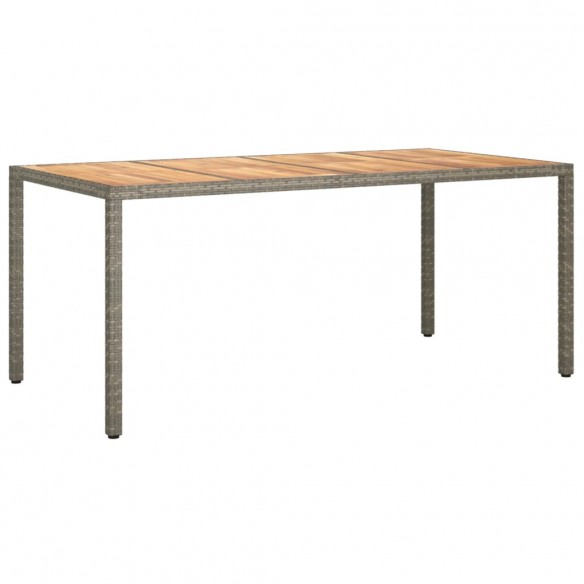 Table de jardin 190x90x75 cm Résine tressée/bois d'acacia Gris