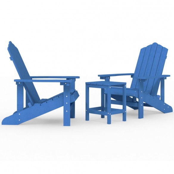 Chaises de jardin Adirondack avec table PEHD Bleu aqua