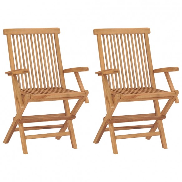 Chaises de jardin 2 pcs avec coussins bleu clair Teck massif